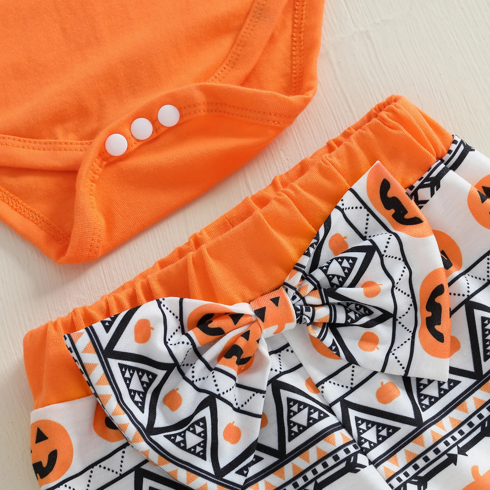 VISgogo Mameluco Halloween para niña – Estampado letras y calabaza
