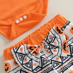 VISgogo Mameluco Halloween para niña – Estampado letras y calabaza