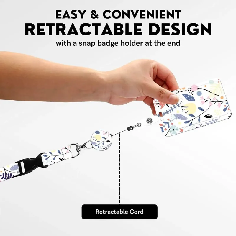 Soporte para insignia de oficina de trabajo, soporte para insignia de moda, carrete retráctil, elegante Protector de tarjeta de identificación para insignia de profesionales de la escuela de trabajo - imagen 5