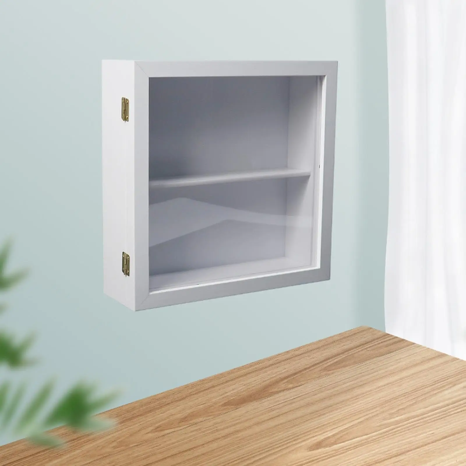 Display Cabinet Wall Mounted Storage Box with Door Flip Design Countertop Cabinet DIY Figures Organizer for Collection