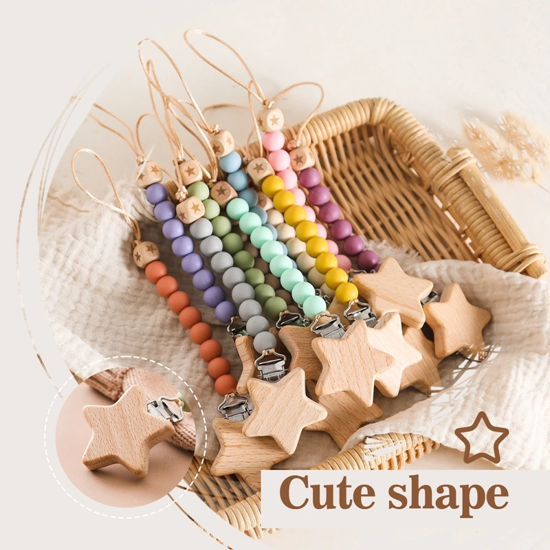 Clip para chupete de madera de haya con forma de estrella - imagen 2