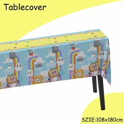 Servilletas y mantel con estampado temático de Robot Lankybox, conjunto de pañuelos para fiesta de feliz cumpleaños, decoraciones para recuerdos de niños, servilletas para Baby Shower