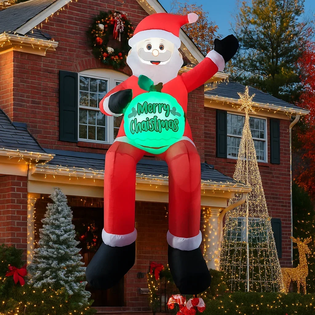 Decoración inflable para vacaciones al aire libre de 5,9 pies, luces de regalo de Papá Noel, decoraciones navideñas para el hogar, adornos de patio de Navidad, juguetes de fiesta - imagen 2