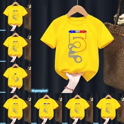 Camiseta infantil con diseño de policía para niños y niñas – Amarilla
