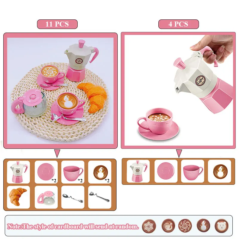 Juego de café de simulación para niños, vajilla, casa de juegos/cocina al aire libre, juego de té de la tarde, juguete para niños, regalo, 4/11 Uds. - imagen 2