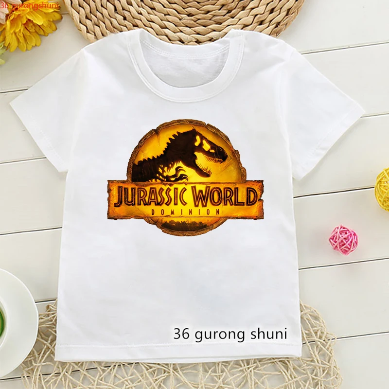2024 nuevo programa de película Jurassic World Dominion impreso ropa para niños camiseta lindo dinosaurio Jurásico camiseta verano niños Tops