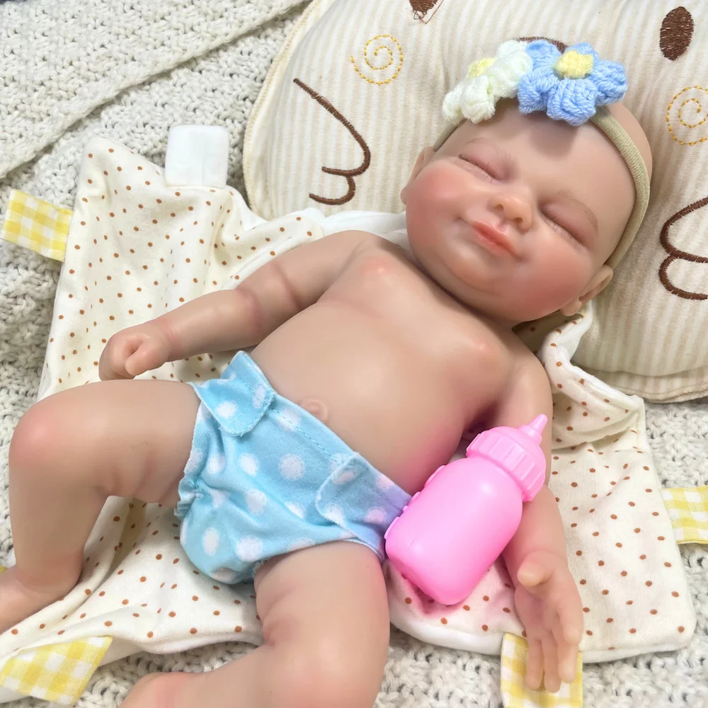 13,5 pulgadas Chubby Hayley Mini Reborn muñeca de silicona completa niña cuerpo lavable muñeca de silicona sólida suave regalo de cumpleaños y Navidad - imagen 4