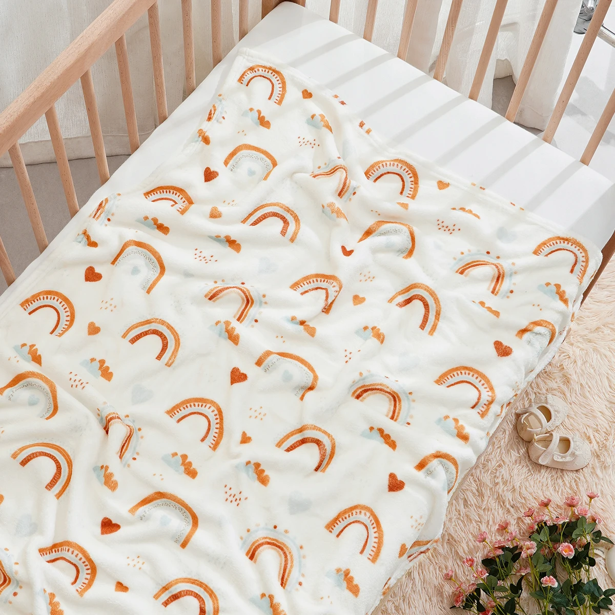 Elinfant Manta de franela suave para cochecito de bebé