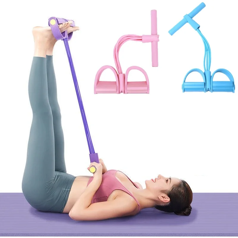 Tensor de cuatro tubos multifuncional para el hogar, Fitness, Yoga, fortalecimiento Abdominal, banda elástica, cuerda de tensión, asistencia para abdominales