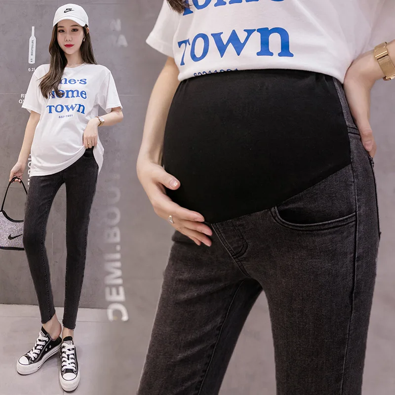 Vaqueros premamá de algodón con cintura elástica estilo informal - imagen 4
