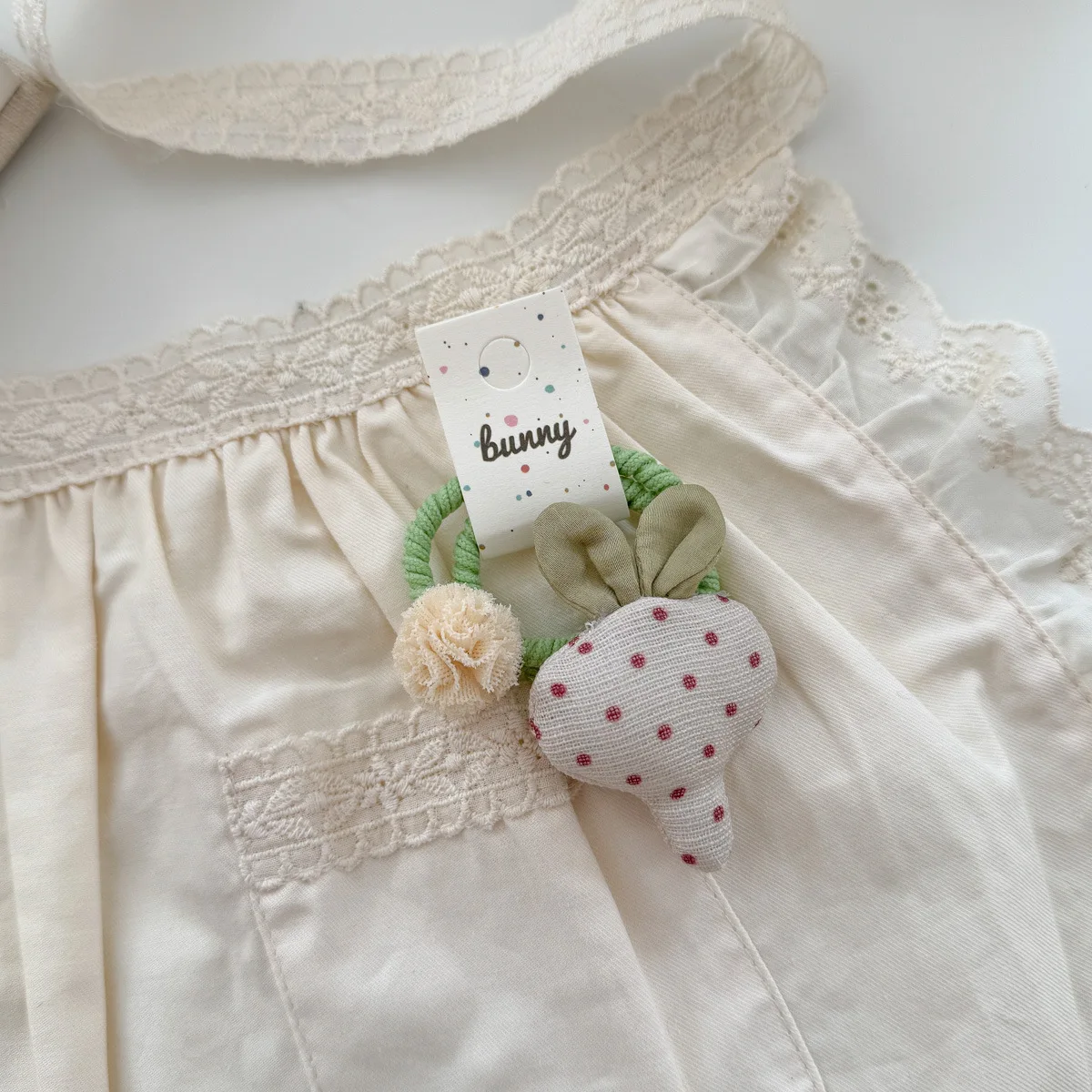 Diademas de cereza de conejo de dibujos animados de tela para primavera y verano, bandas de goma para niñas pequeñas, accesorios para el cabello de alta elasticidad - imagen 4