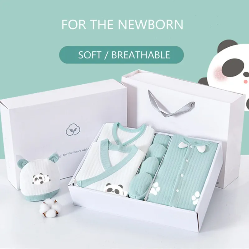 22/24/26 Uds conjunto de ropa para recién nacido lindo patrón de dibujos animados de Panda conjunto de regalo para bebé 0-6 meses Otoño Invierno ropa para niños traje Unisex - imagen 2