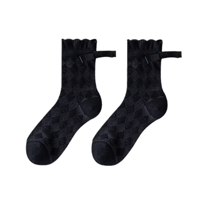 1 par de calcetines finos de algodón de verano para niños y niñas, calcetines sencillos con corazón dulce, calcetines escolares transpirables de moda coreana - imagen 5