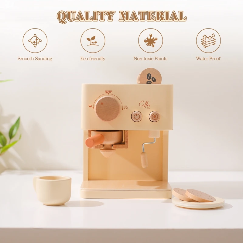 Cafetera infantil de madera – Juguete educativo de cocina - imagen 3