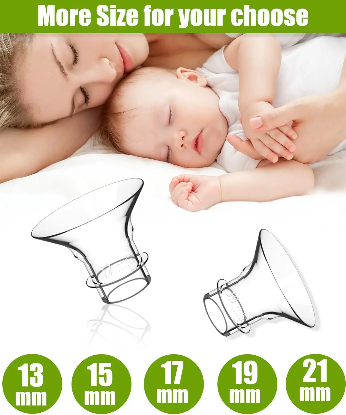 Accesorios para extractor de leche, insertos de brida, convertidor adaptador de tamaño de calibre 13/15/17/18/19/20/21mm, adaptador de bocina de pezón pequeño - imagen 2