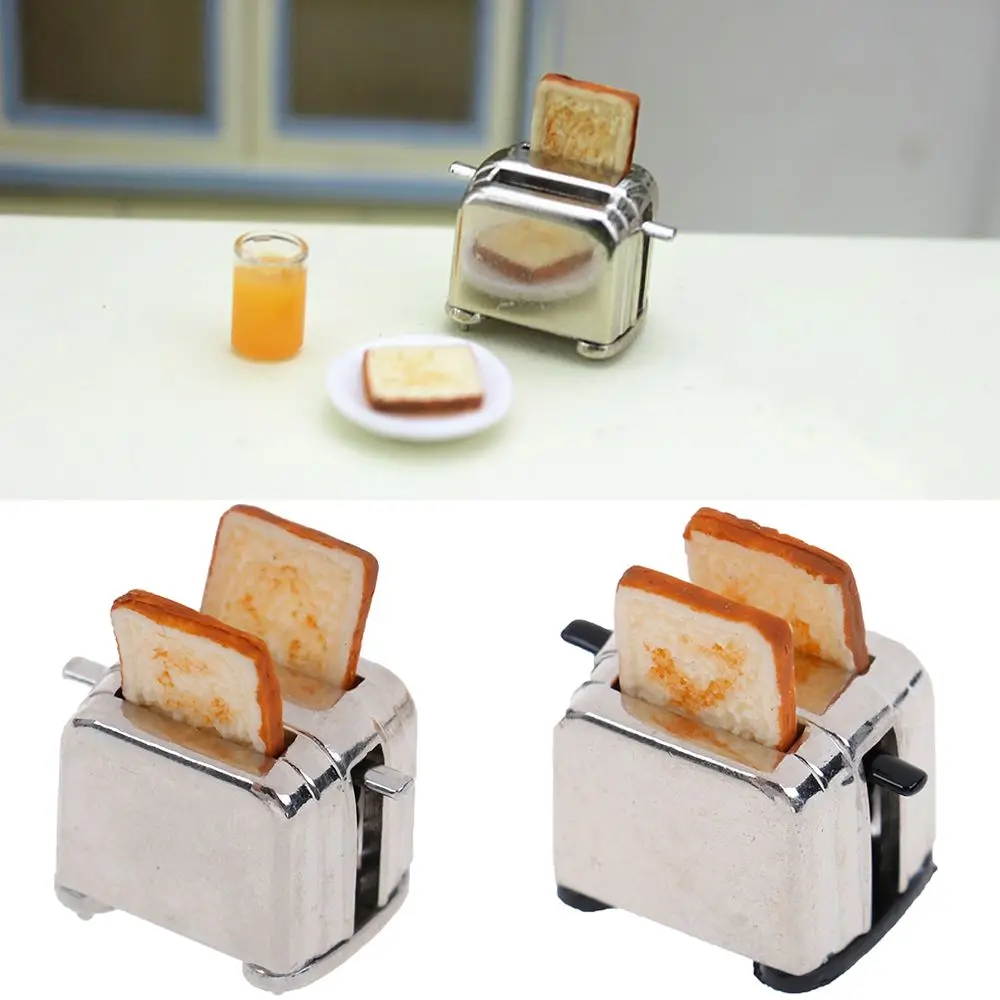 Simulación de comida, decoraciones para casa de muñecas, Mini juguete de cocina, tostadora en miniatura, máquina tostadora, accesorios para muñecas con pan de 2 uds. - imagen 2