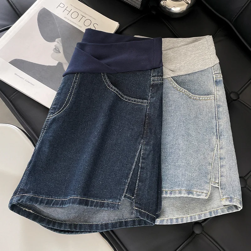 Pantalones vaqueros de mezclilla de maternidad holgados de talla grande de verano pantalones cortos de cintura baja para mujeres embarazadas ﻿ - imagen 3