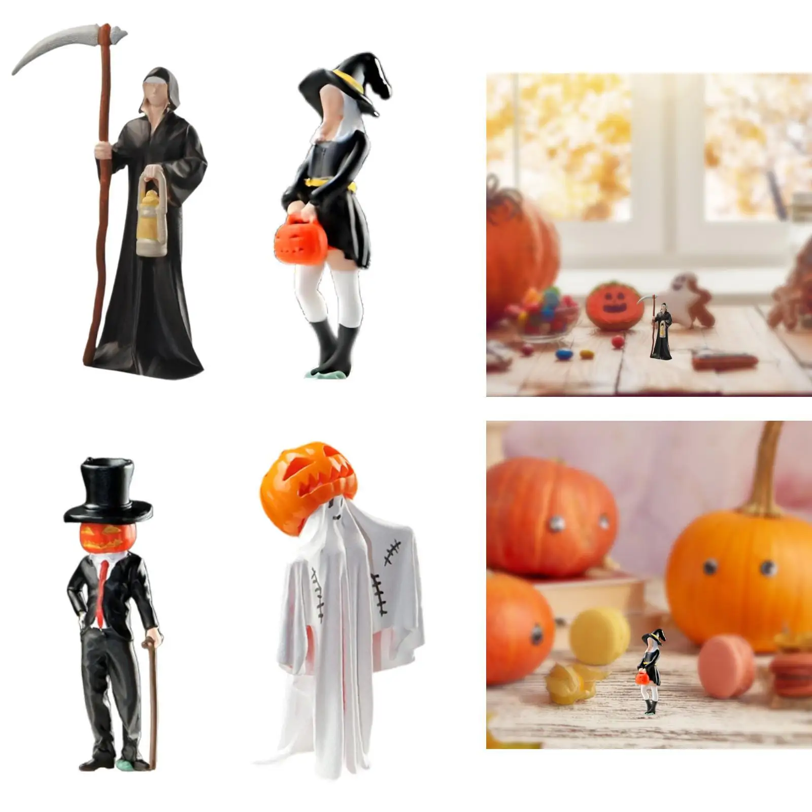 1/64 Scale Halloween Figure Collection Trains Architectural People Figures DIY Crafts for Dollhouse DIY Scene Accessories Decor