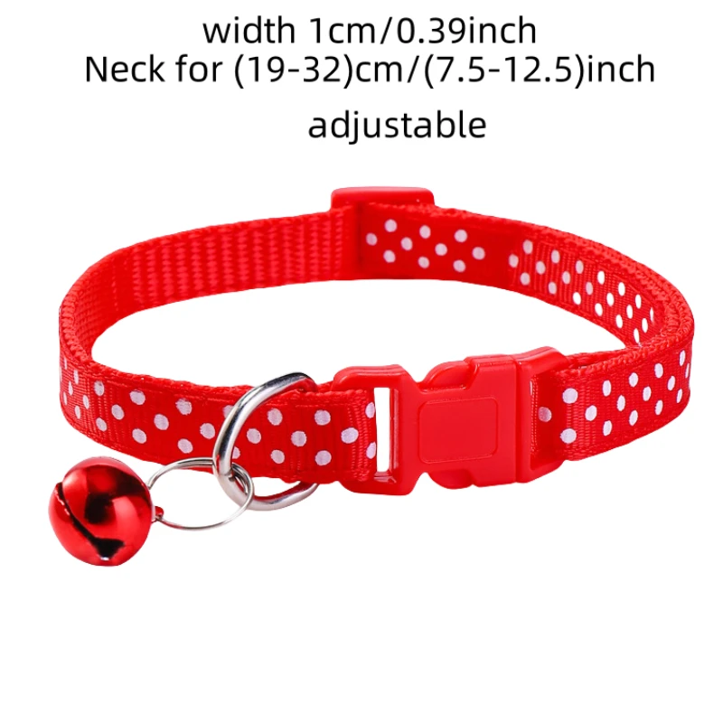 6 unids/set Collar de gato Collar de mascota pequeño de punto de moda puede ajustable Collar de 7-12 pulgadas con campana - imagen 5