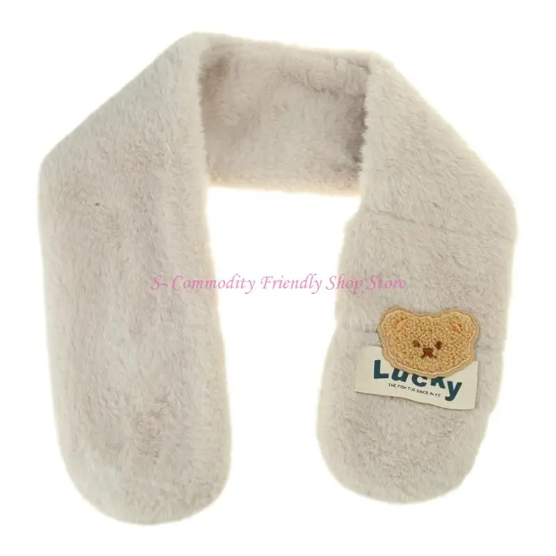 85AE Lovely Bear-pañuelo grueso para niños, bufanda cálida y cómoda, silenciador largo cruzado a prueba viento, ropa para - imagen 5