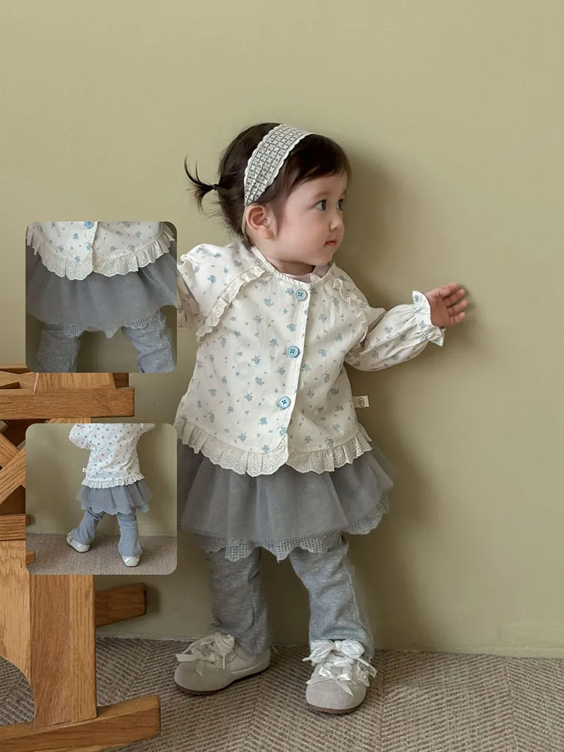 MILANCEL nuevo otoño niños Leggings 9M-5T dulce niñas empalme falda de malla Color sólido versión coreana niños Bell-bottoms - imagen 4