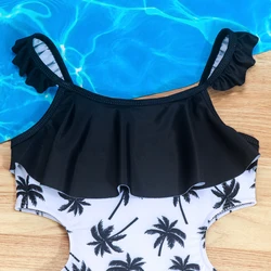 Traje de baño una pieza para niña con volantes tropicales