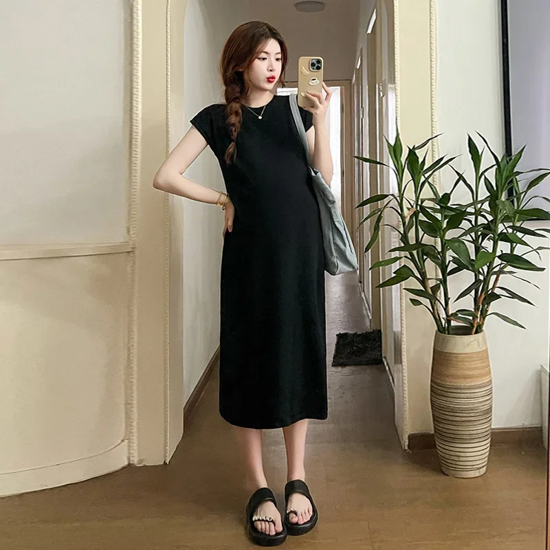 Vestido premamá ceñido sin mangas de color liso - imagen 4