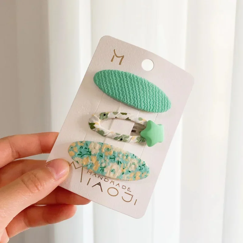 3 unids/set lindo Floral pinzas para el cabello de bebé coreano ovalado niño niña horquilla Bang Clips laterales para niña pequeña accesorios para el cabello para niños - imagen 5