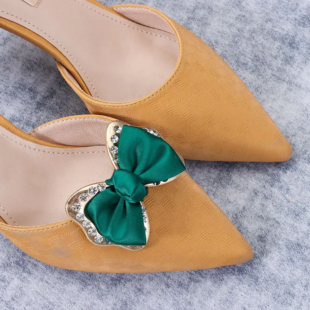 1 pieza de zapato de boda para mujer, abalorio de novia, hebilla, lazo, abrazadera de cinta, Clips brillantes, Clip para decoraciones de zapatos - imagen 5