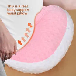 Almohada de apoyo para el embarazo, cojín de maternidad para dormir lateral con soporte para la cintura y el vientre, tela de terciopelo de frijol suave, anticolapso