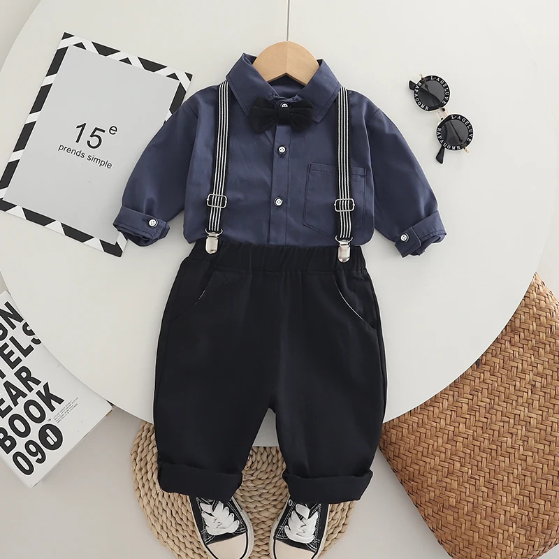 Nueva ropa de otoño para bebés, traje para niños, camisa de manga larga, monos, 2 unids/set, ropa infantil, disfraz para niños, chándales para niños - imagen 2