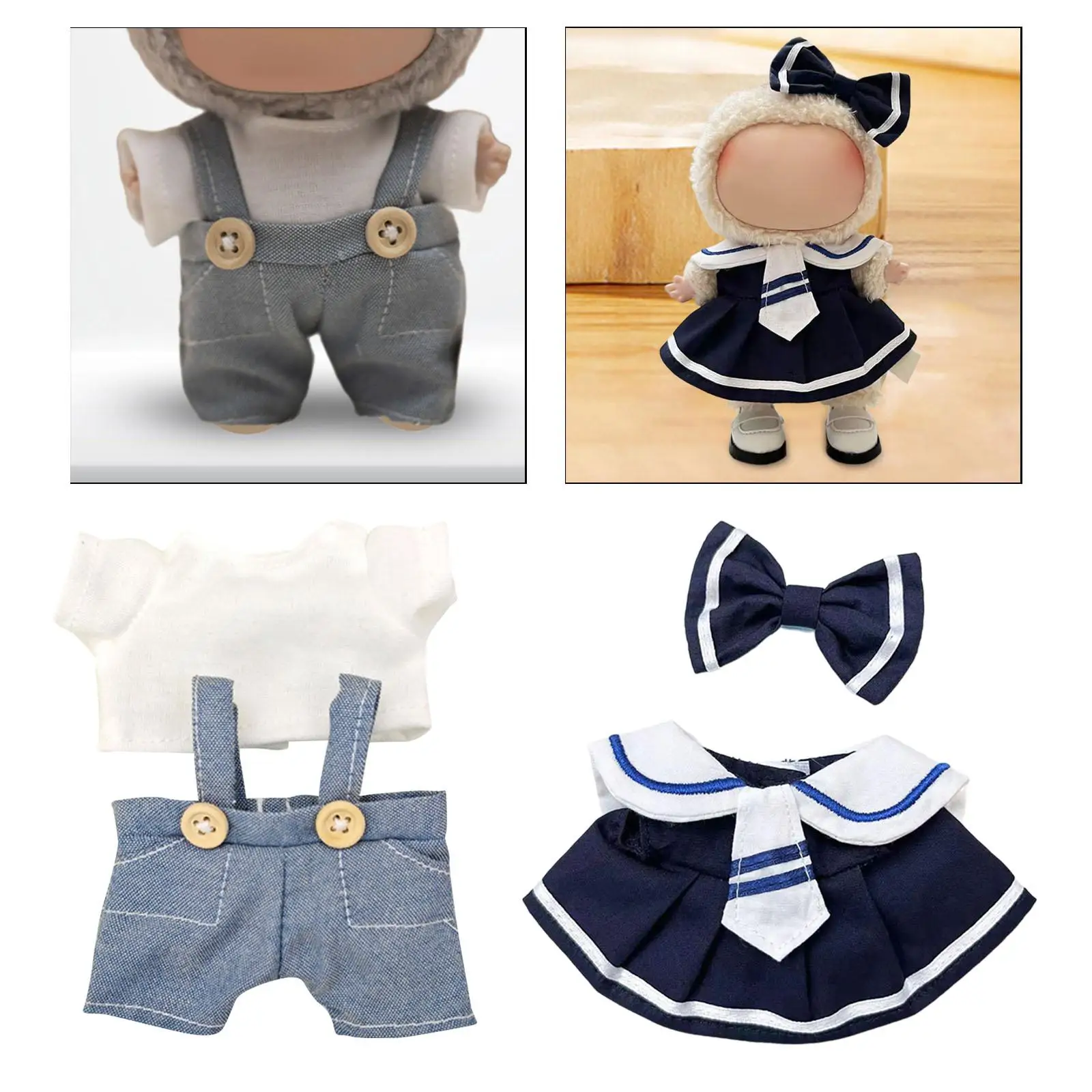 Plush Doll Clothes, DIY Photo Props Flexibility Fashion for Little Girls, Costumes Girl Doll Clothes for 17cm Dolls
