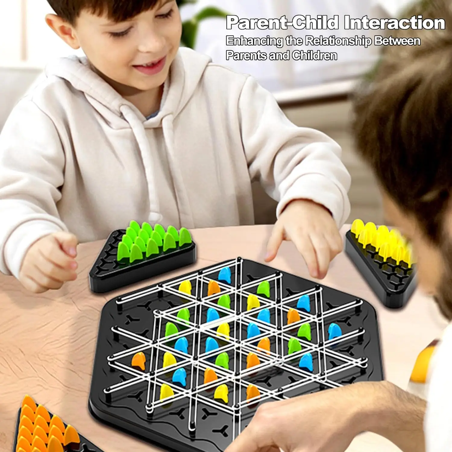 Juego de ajedrez triangular con cadena, juego de banda de goma, juego interactivo educativo, juego de batalla para regalo de fiesta familiar - imagen 5