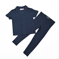Conjunto familiar a juego – Modal acanalado rayas negro y azul marino