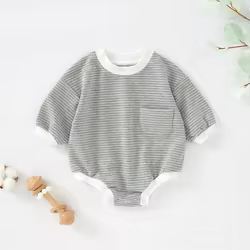 Somenie Body bebé manga larga a rayas – Diseño triangular cómodo