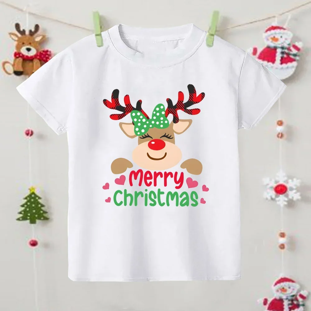 Camiseta infantil de Navidad con estampado de ciervos y estilo