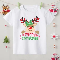 Camiseta infantil de Navidad con estampado de ciervos y estilo