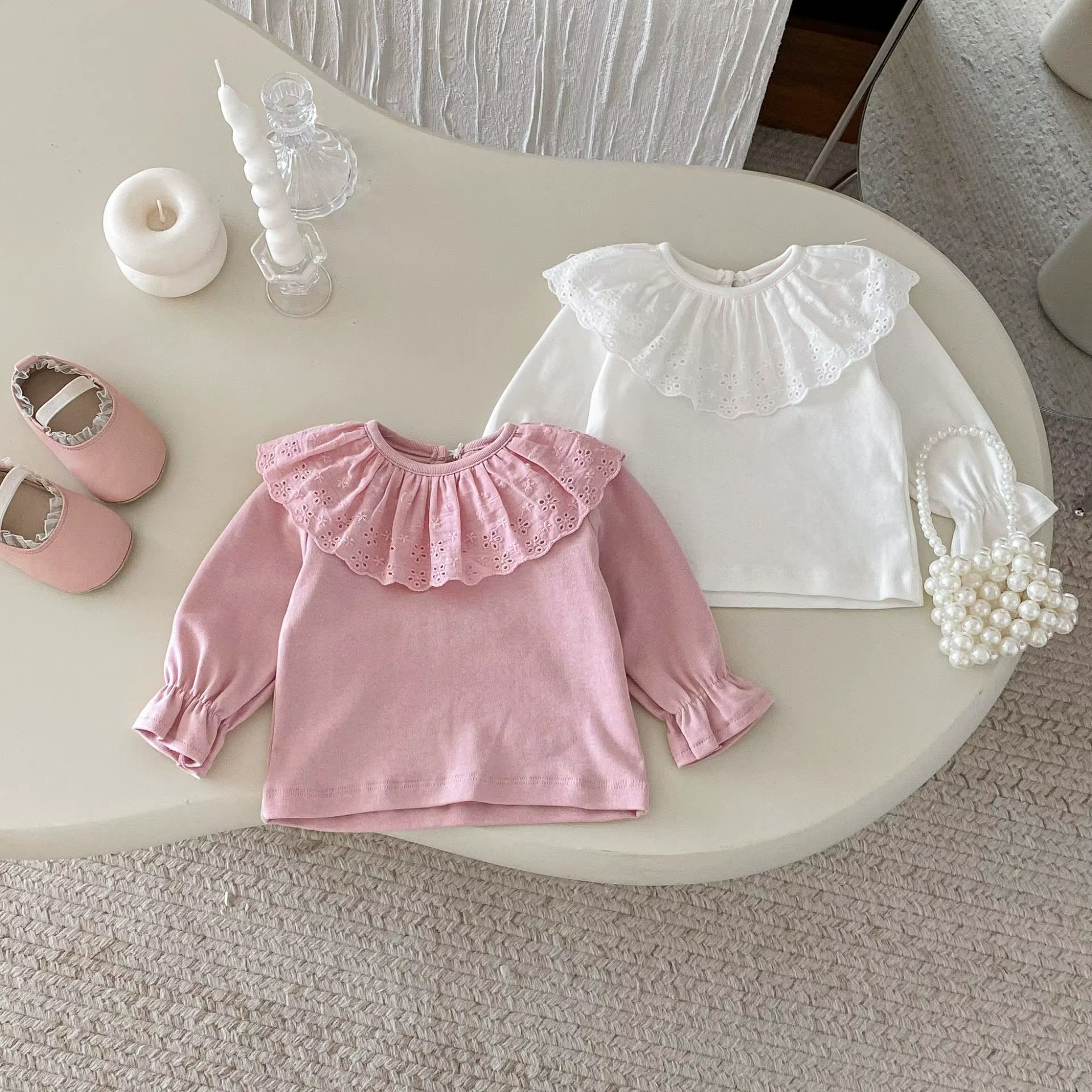 Camisa de encaje con volantes para niñas, manga larga primavera-otoño - imagen 2