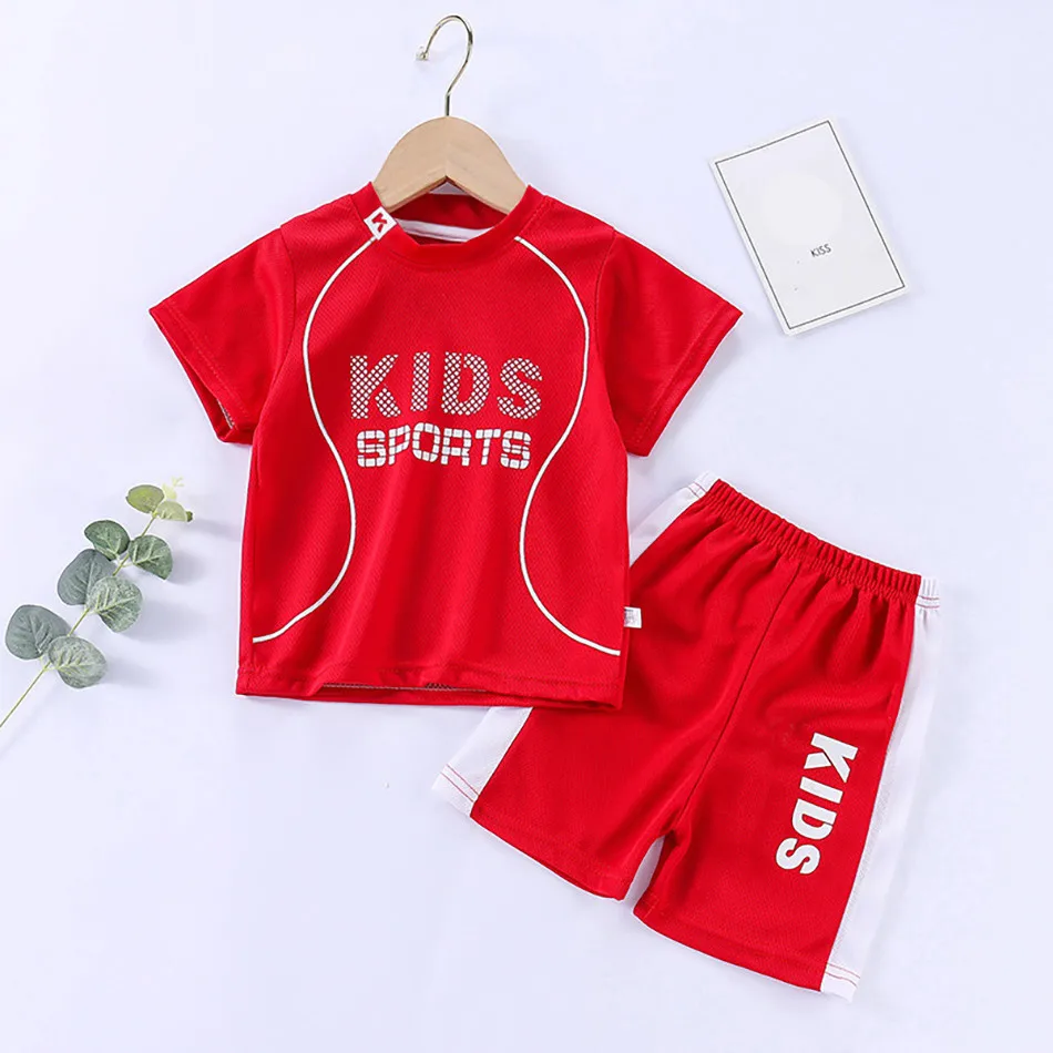 Camiseta para bebé, pantalones cortos, niño y niña, Tops de secado rápido de verano, pantalones, conjunto de ropa de 2 uds., ropa de dormir para niños, ropa deportiva de fútbol - imagen 3