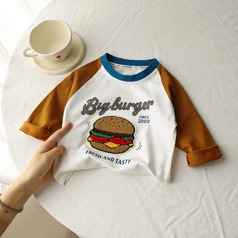 Camiseta manga larga de algodón para niños con estampado primaveral - imagen 2