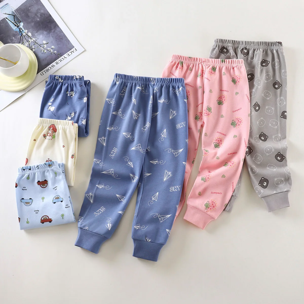 Pijamas para niños, pantalones, ropa interior de algodón para niños, ropa de dormir para niños y niñas, pijamas para niños, pantalones de dibujos animados para primavera Otoño Invierno