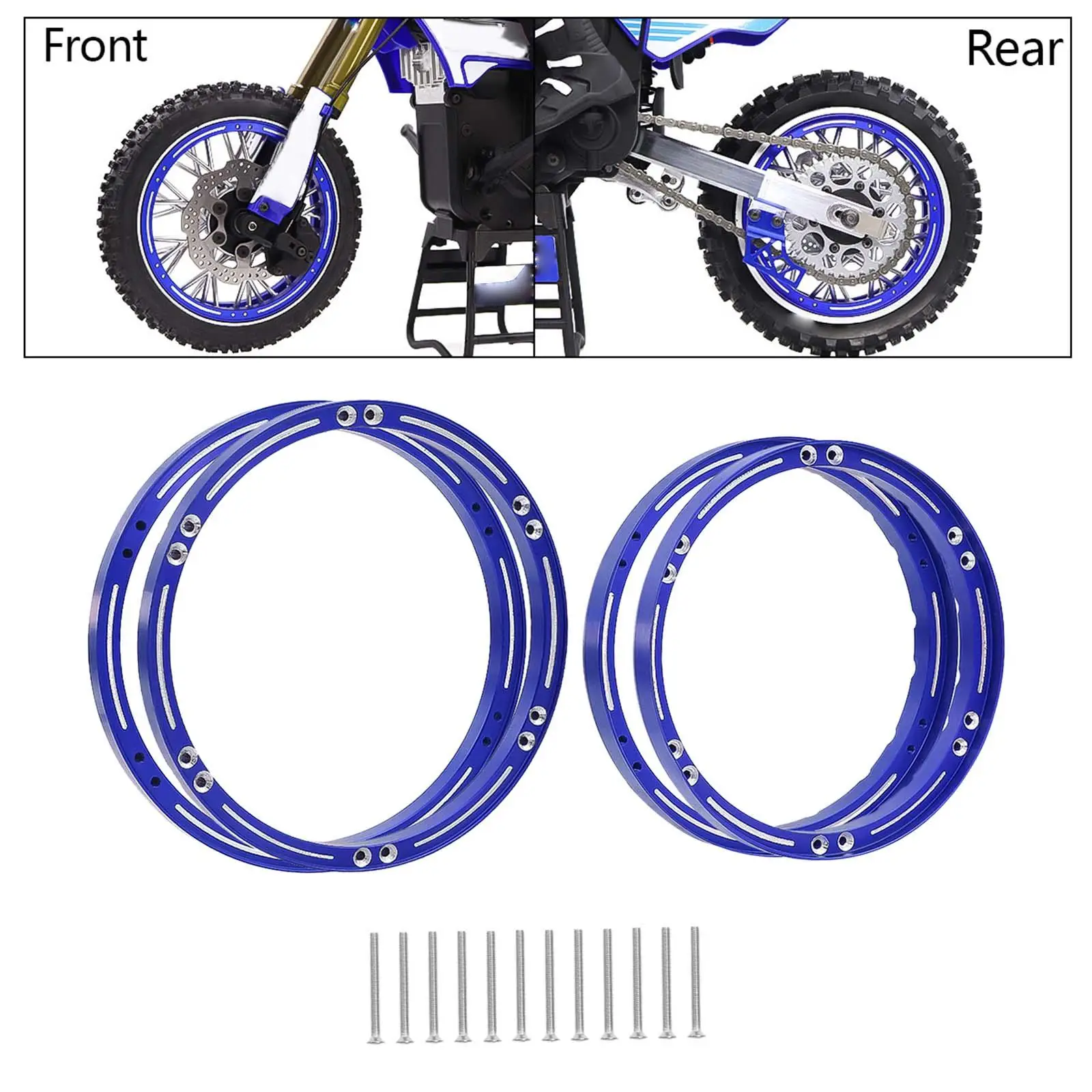 4Pcs Hub Reinforced Outer Frame Aluminum Alloy Upgrade Front Rear Wheel Hub Rings Set for 1/4 Motorcycle Promoto-mx DIY Accs