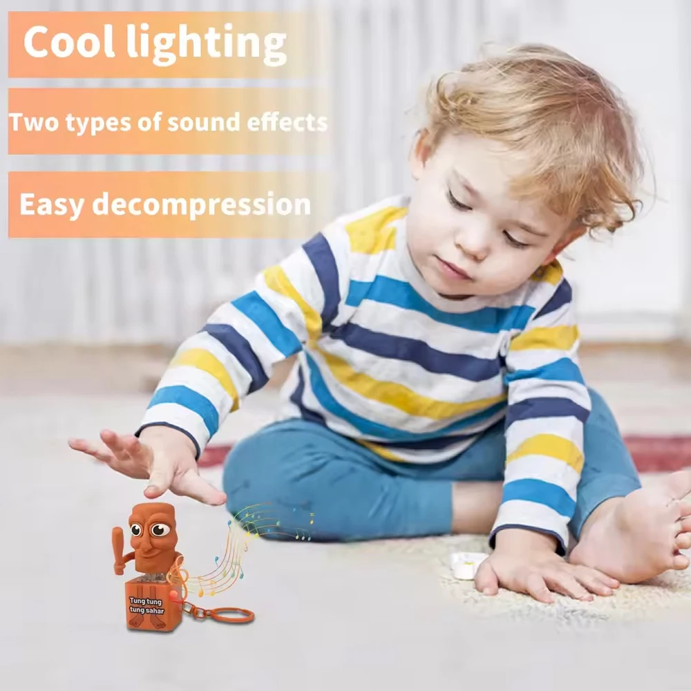 Nuevos llaveros de animales italianos Brainrot, botones Tung Tung Sahur, juguetes antiestrés con sonido y luz, colgante de juguete para aliviar el estrés - imagen 4