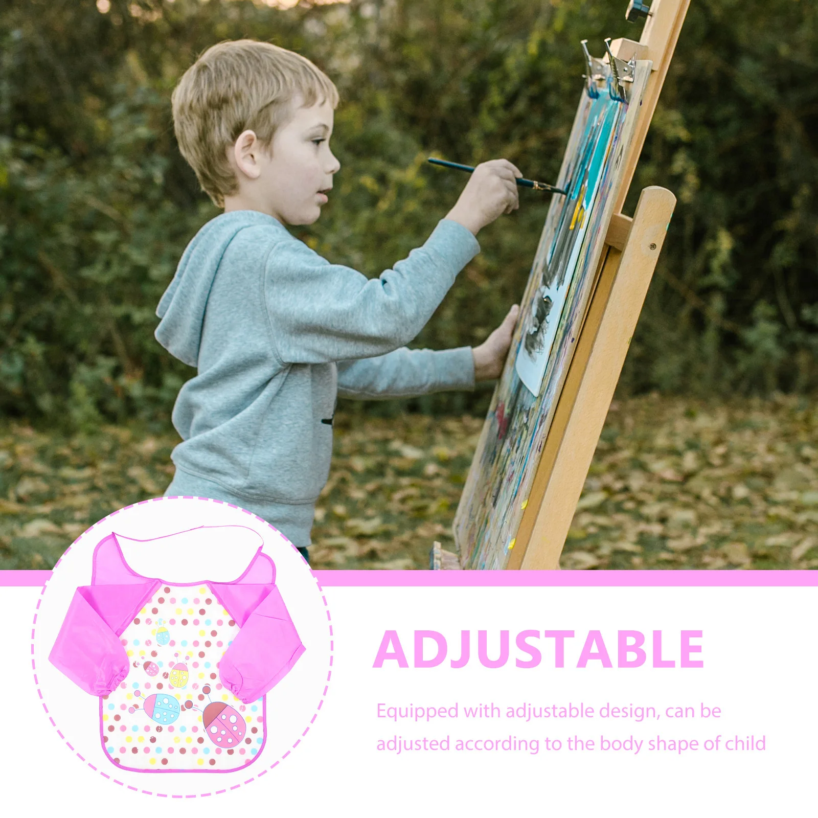 Delantal impermeable para niños para pintar manualidades bata de poliéster ajustable mantiene la ropa limpia actividad artística para niños babero portátil - imagen 4