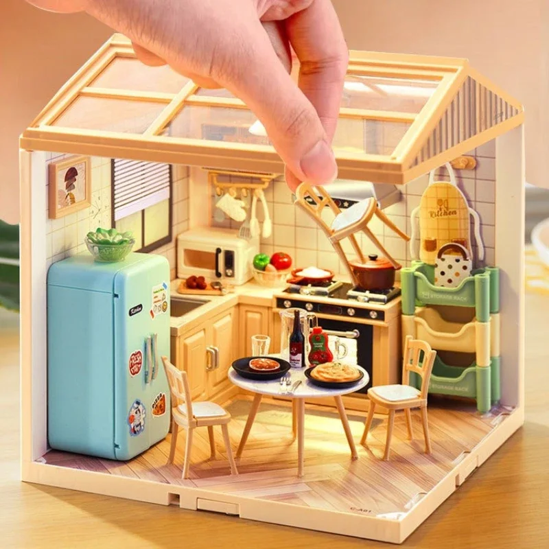 Kit artesanal casa de muñecas con muebles para habitación infantil - imagen 4
