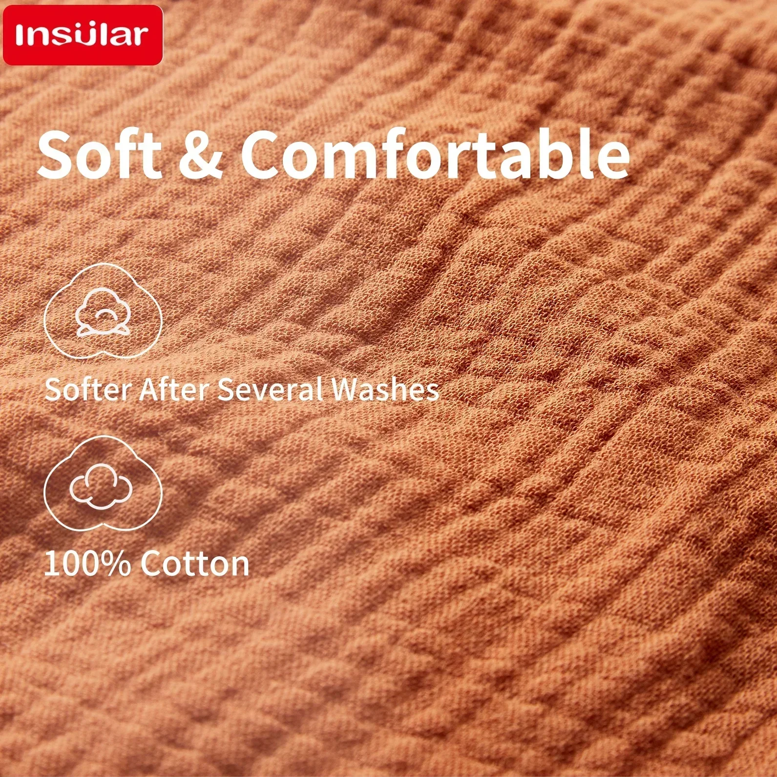 Mantas de muselina para bebé INSULAR, cómoda toalla envolvente para recién nacido, colcha envolvente suave, gasa crepé transpirable de 2 capas, 100% algodón - imagen 4