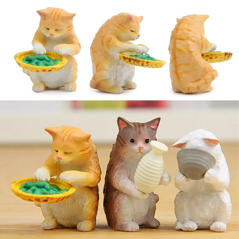 Lifestyle gato bebida figuras en miniatura gatito miniatura figuritas decoración del hogar mini Jardín de hadas animales adornos artesanía de resina - imagen 3
