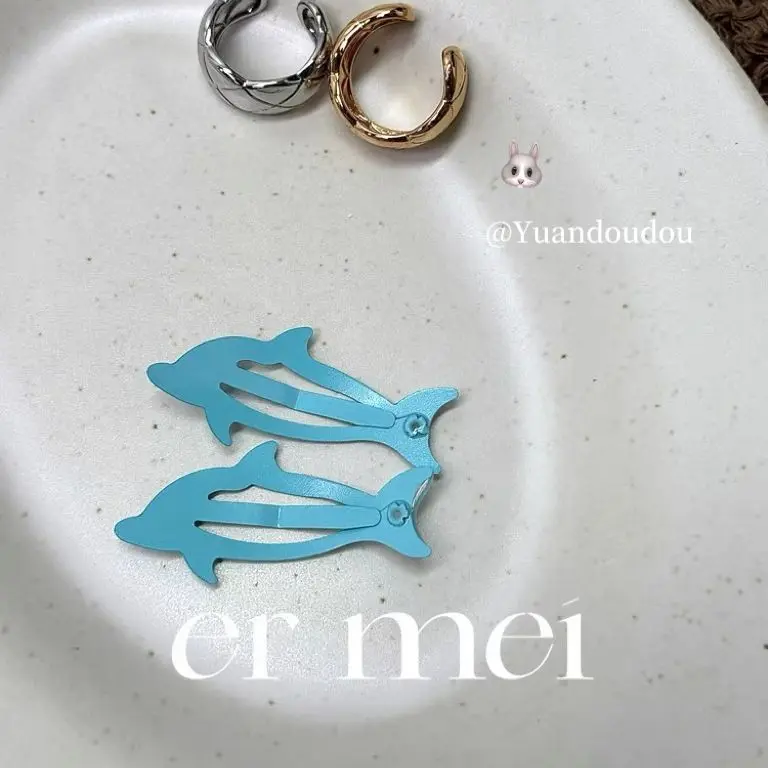 2 uds pequeño delfín azul lindo bebé horquilla playa mar niños flequillo sombreros niñas niños mujeres accesorios para el cabello - imagen 3