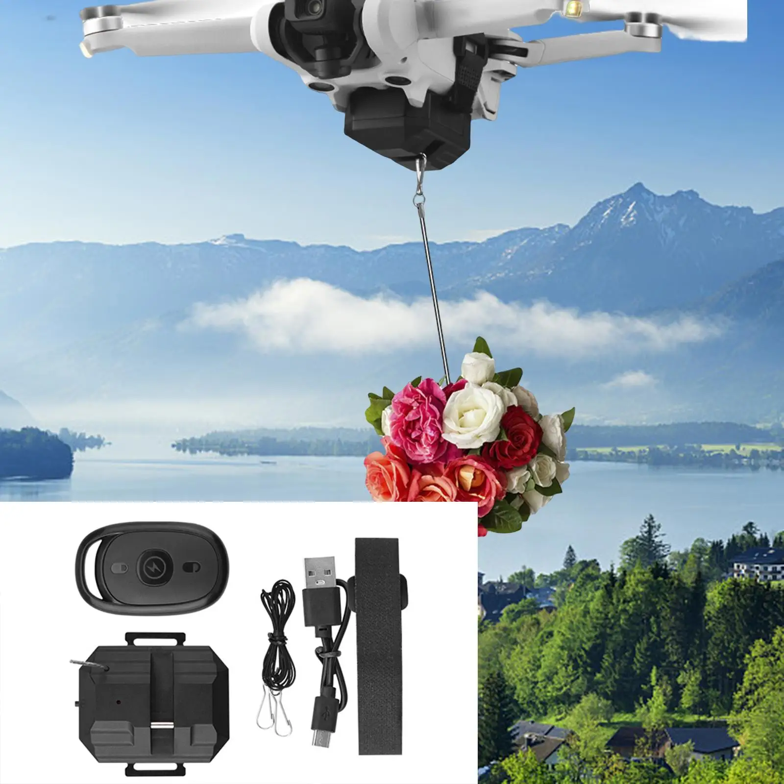 Universal Drone Thrower Airdrop Wedding Flower Delivery Remote Dispenser