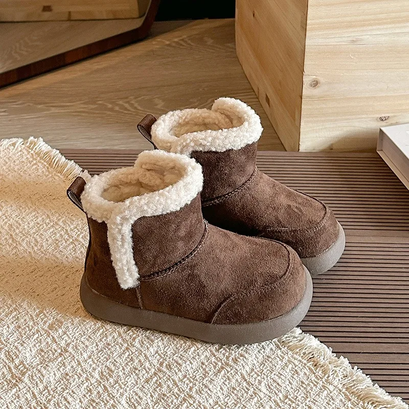Otoño Invierno, botas de nieve para bebés y niños, botas cálidas de felpa para exteriores para niños, suela suave antideslizante, zapatos informales para niños, talla 22-37 - imagen 4